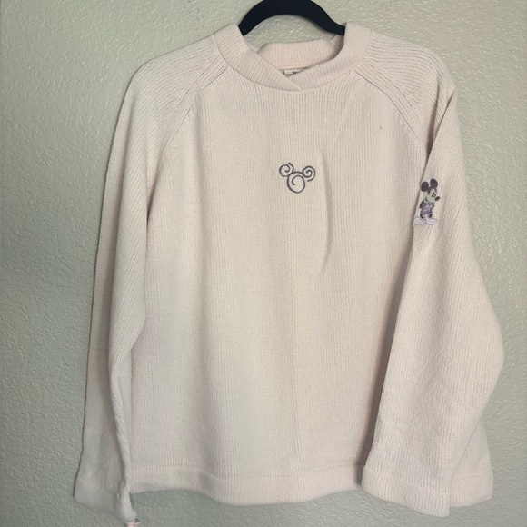 VTG Disney Store Y2K Sweater Light Pink Mickey Mouse Embroidery Disney Parks XL - Picture 1 of 9
